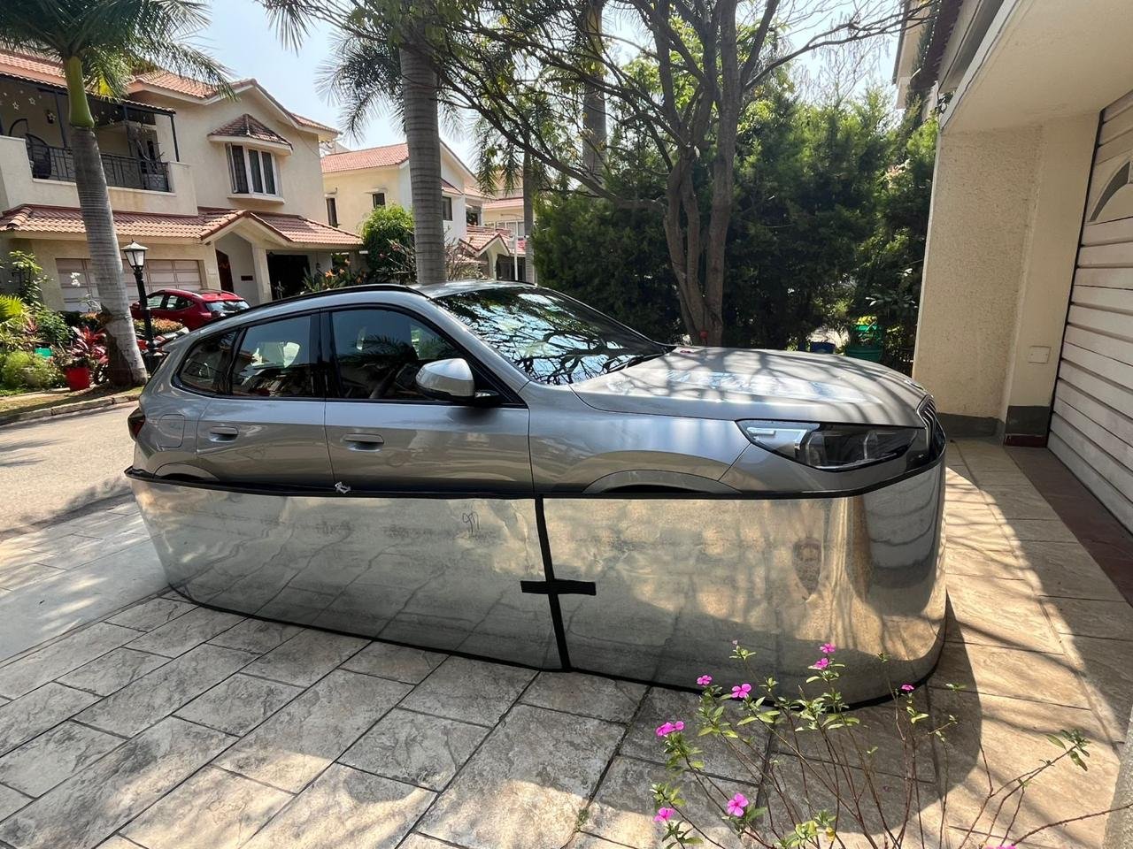 Car-lungi steel skirt with foam lining installed on customer vehicle